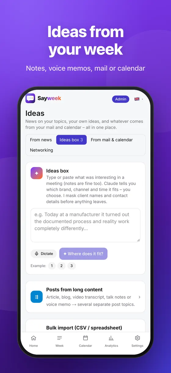 The ideas inbox on a phone