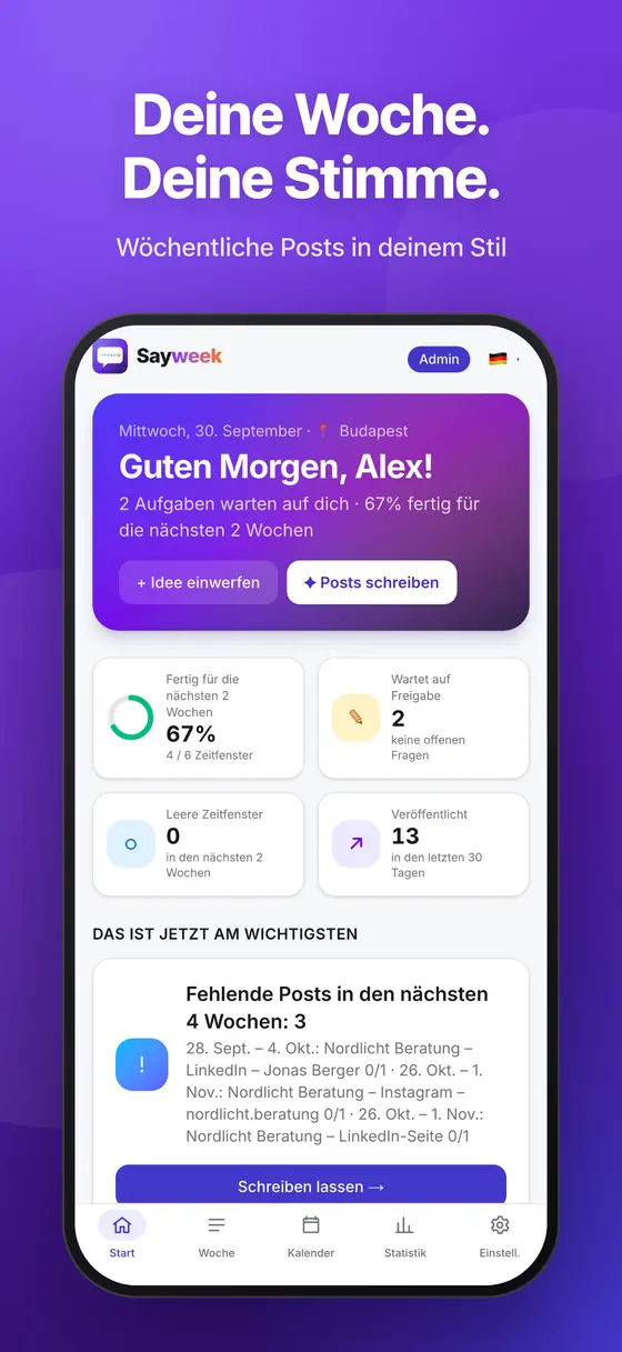Die Wochenübersicht am Handy