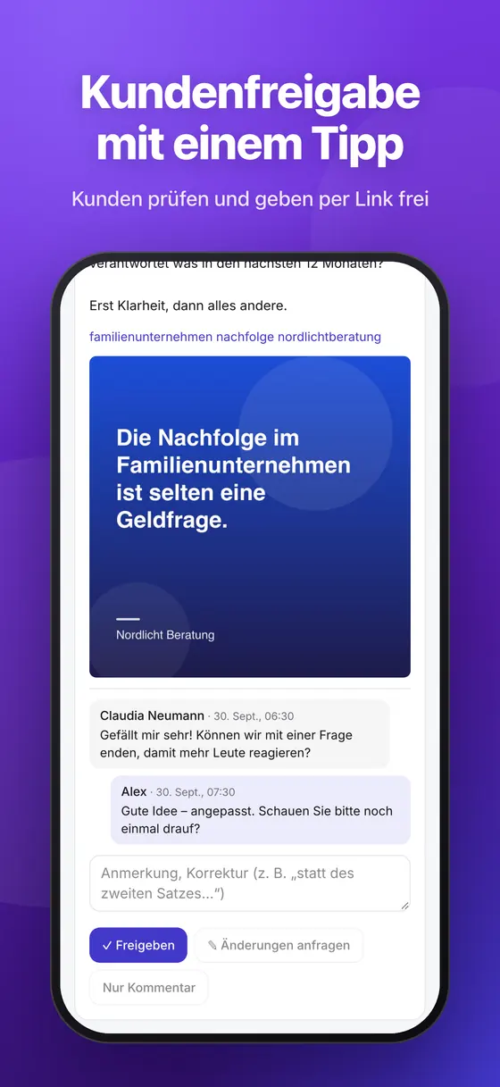 Einen Post am Handy freigeben