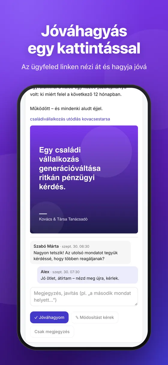 Poszt jóváhagyása a telefonon